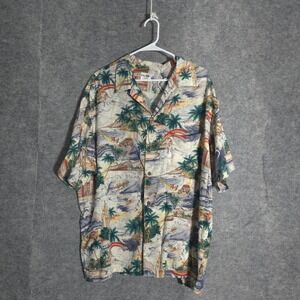 Iolani Aloha Shirt Mens XL Multicolor Scenic Tropical Hawaii Button Up Made USA